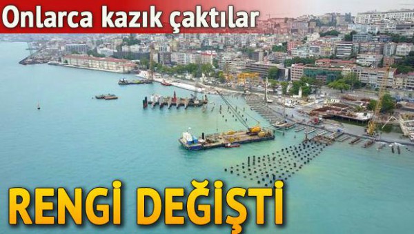 Denize onlarca kazık çakıldı